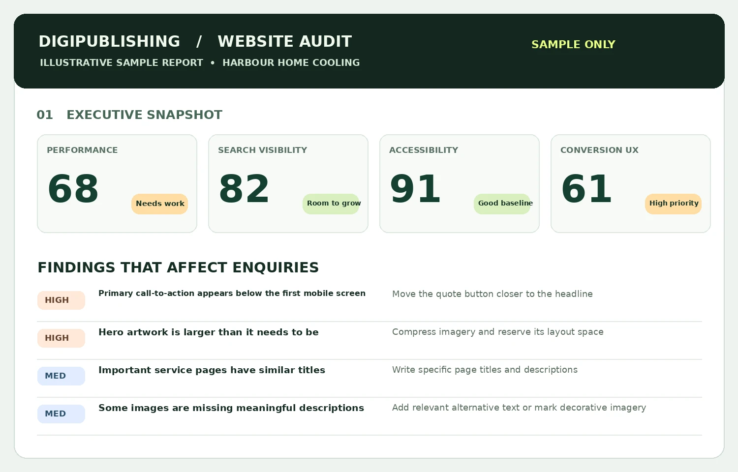 Example audit report • executive overview